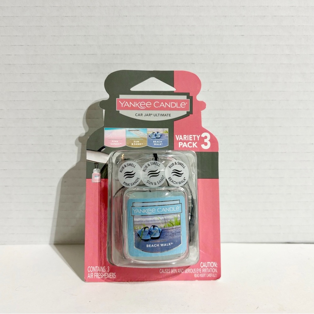 Yankee Candle Car Jar Air Freshener 3 Pack Sun Sand Pink Sands Beach Walk NEW